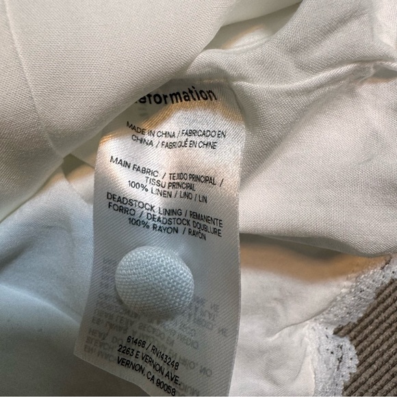 Reformation Amela Linen Top Ivory White Size 6 Lace Detail Button Down - Picture 6 of 13